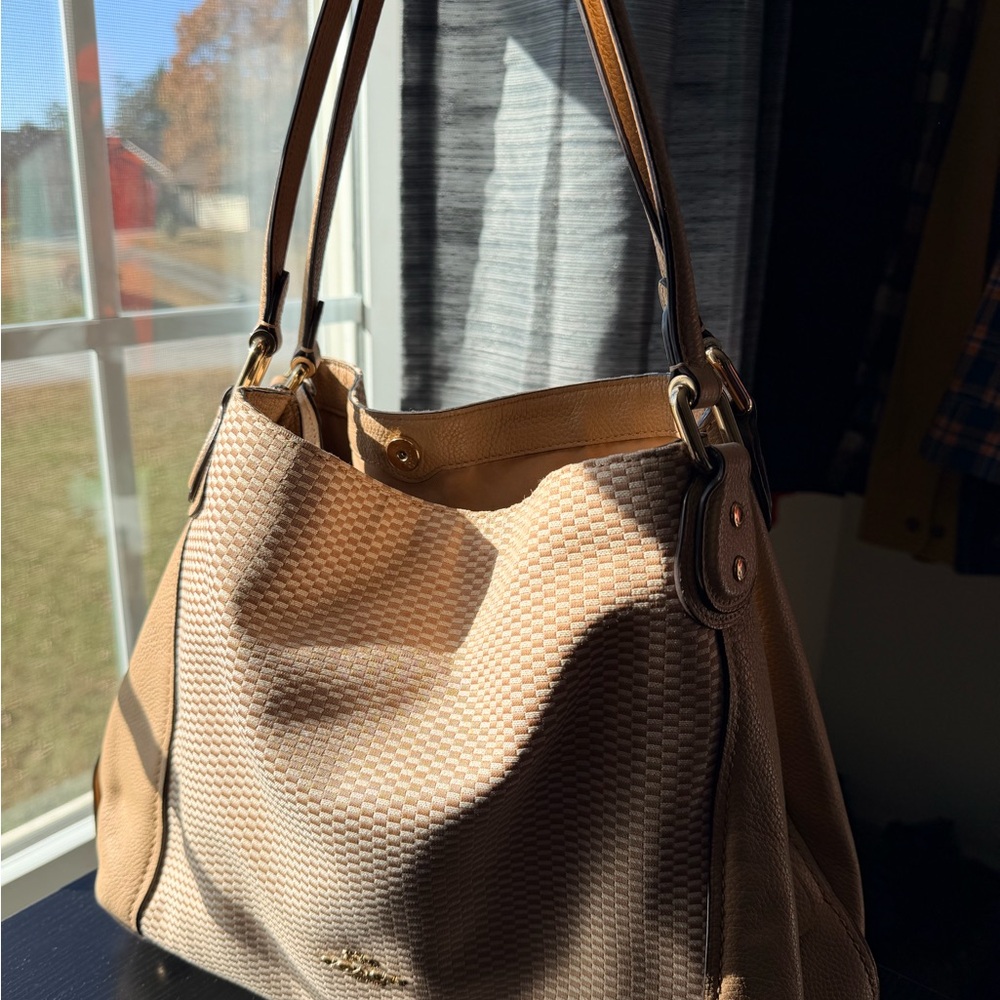 Coach Tan and Brown Shoulder Bag